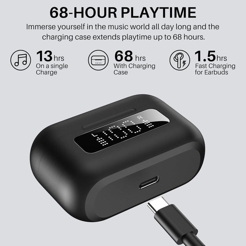 TOZO Hybrid Active Noise Cancelling Wireless Earbuds with 6 Mics AI Clear Call Ear Buds 68H Playtime with LED Display 32 Preset EQs via APP Bluetooth 5.3 IPX8 Waterproof in Ear Headphones - Image 5